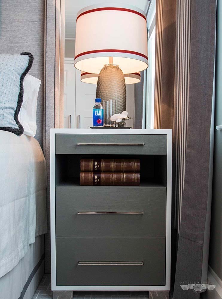 Bespoke nightstand detail with custom hardware